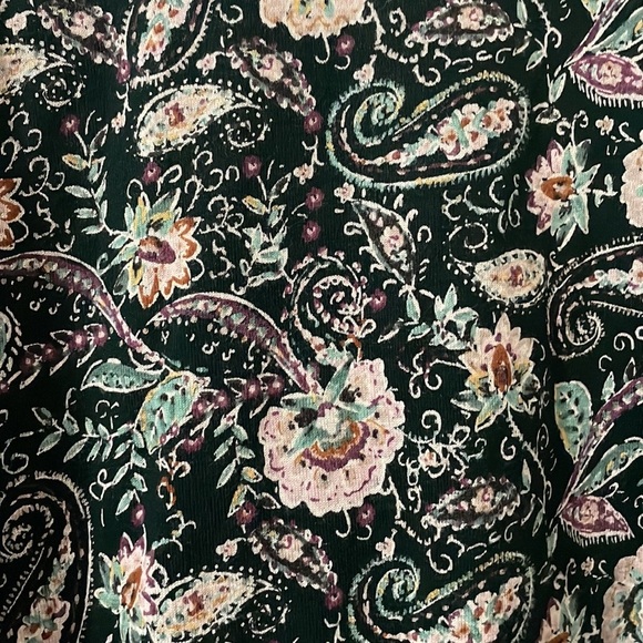 J.Jill Green Paisley Floral Long Sleeve Pima Crew-Neck High-Low Tee Size LP - Picture 6 of 7